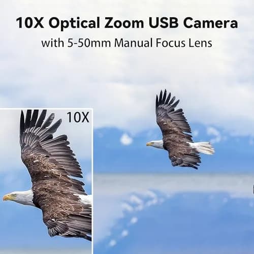 MMlove USB Camera 5MP HD Webcam 5-50mm Manual 10X Varifocus Zoom Lens | High-Resolution Video for Skype/Zoom thumbnail 3