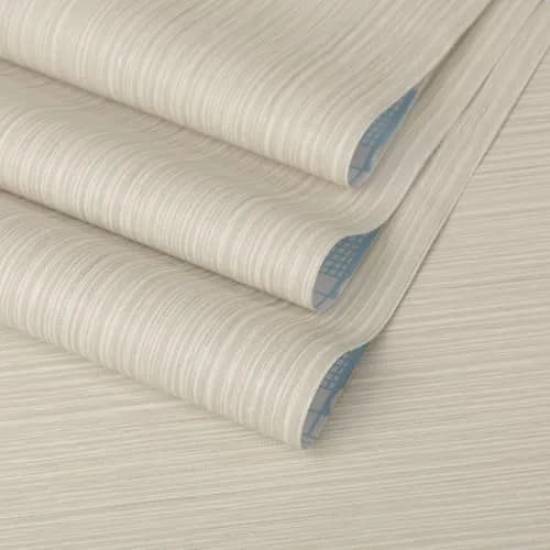 TANONE Grasscloth Peel and Stick Wallpaper 45cm x 25.5m (17.7" x 984") | Beige Grey Silver Textured Vinyl thumbnail 1