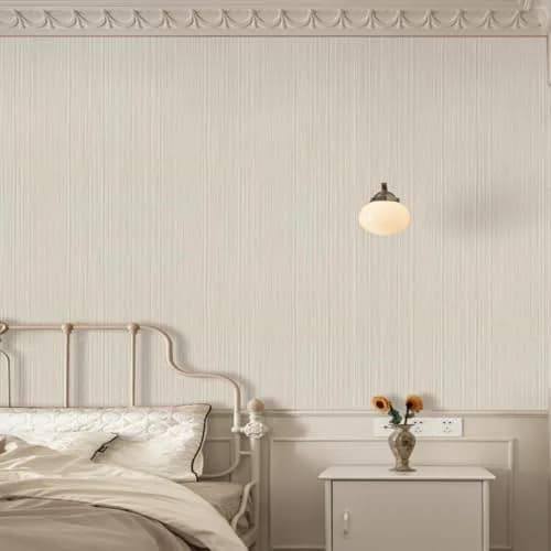 TANONE Grasscloth Peel and Stick Wallpaper 45cm x 25.5m (17.7" x 984") | Beige Grey Silver Textured Vinyl thumbnail 5