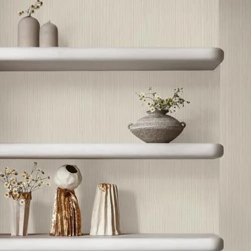 TANONE Grasscloth Peel and Stick Wallpaper 45cm x 25.5m (17.7" x 984") | Beige Grey Silver Textured Vinyl thumbnail 6