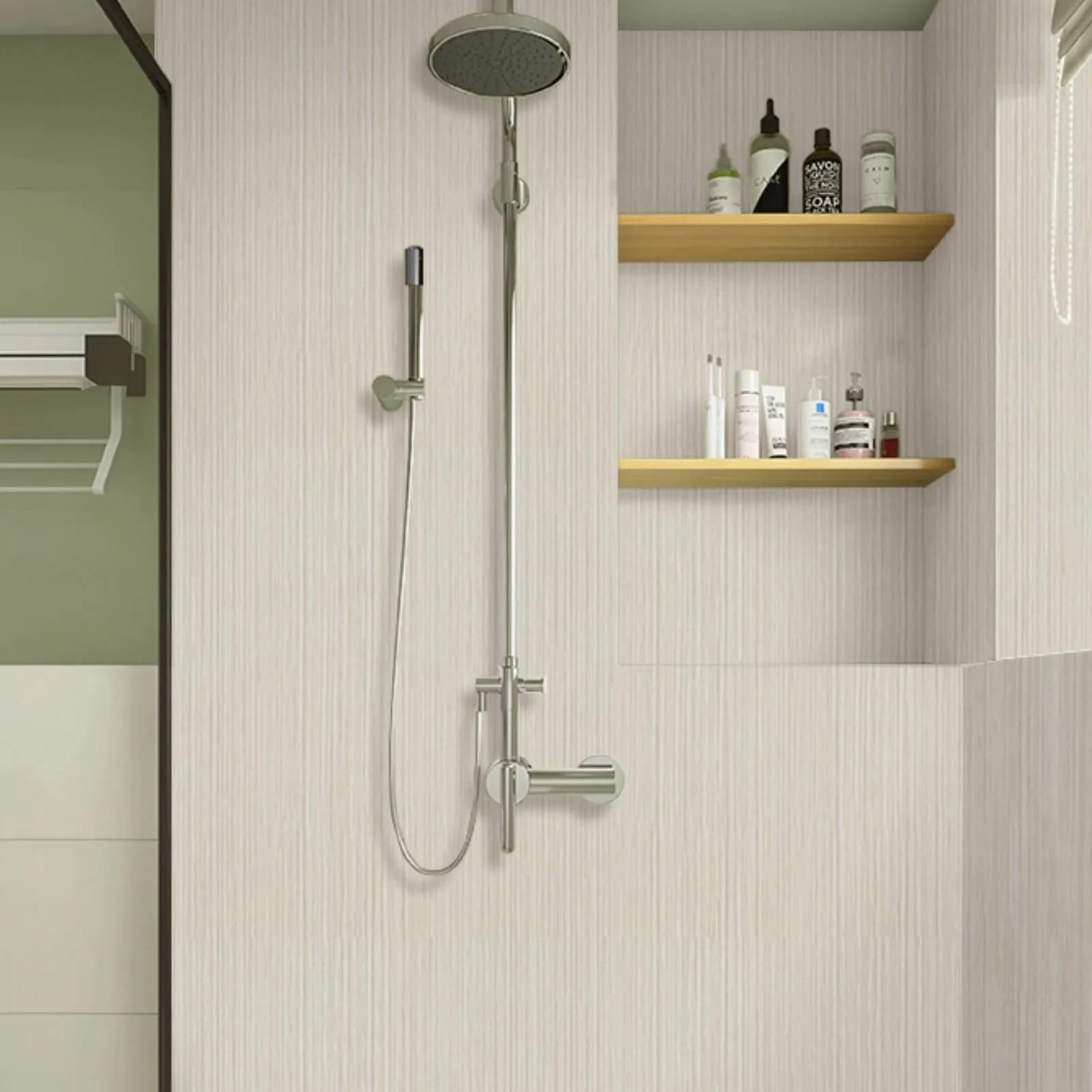 TANONE Grasscloth Peel and Stick Wallpaper 45cm x 25.5m (17.7" x 984") | Beige Grey Silver Textured Vinyl - view 7