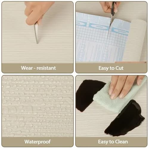 TANONE Grasscloth Peel and Stick Wallpaper 45cm x 25.5m (17.7" x 984") | Beige Grey Silver Textured Vinyl thumbnail 2