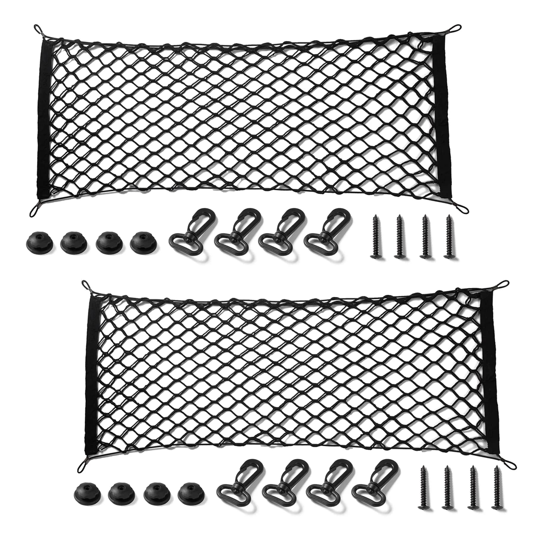 Amiss Cargo Net 2 Pack 35.4x15.8 Inch | Stretchable, Adjustable Elastic Trunk Storage with Hooks
