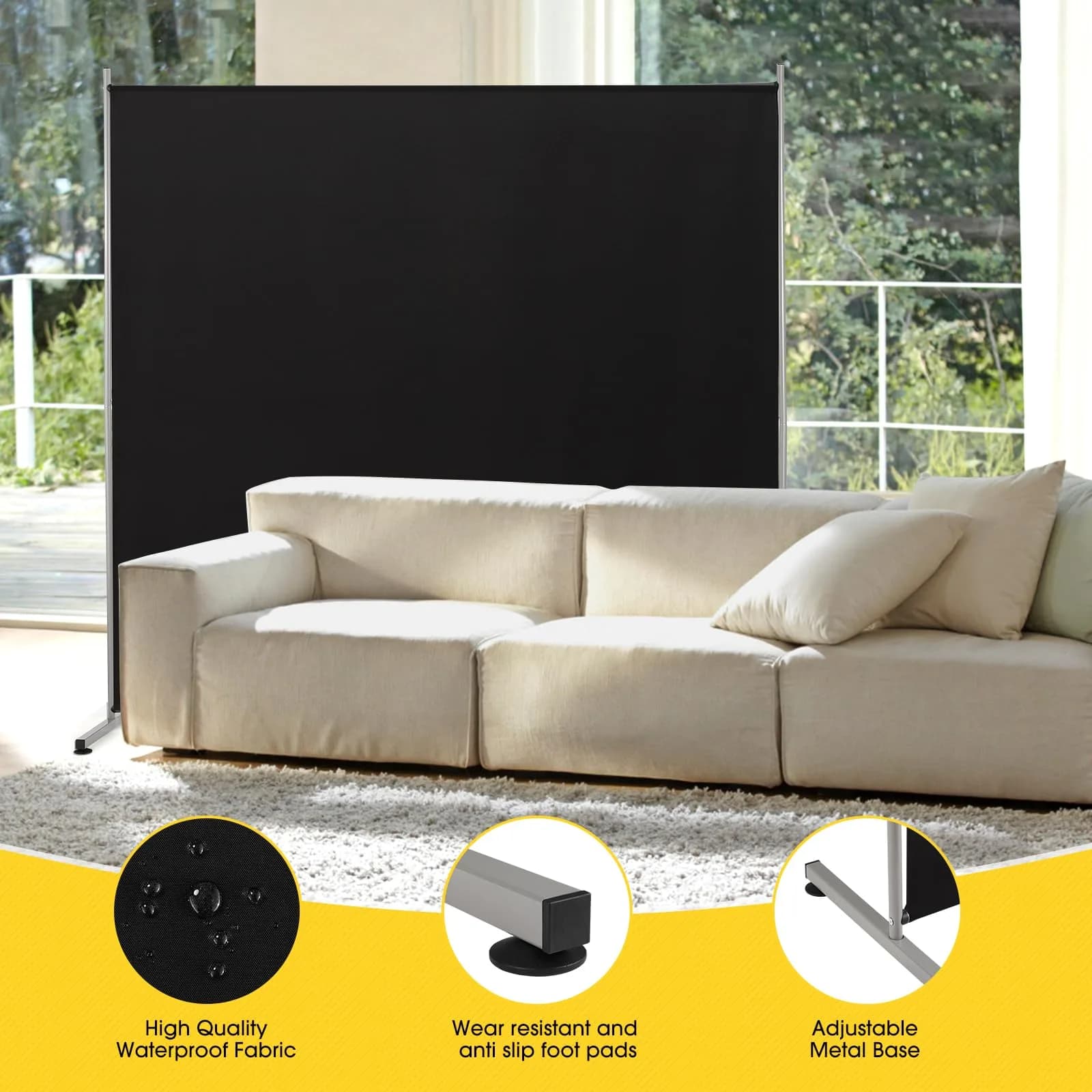 RANTILA Single Panel Room Divider 180cm (71'') | Freestanding Privacy Screen for Office, Bedroom, Living Room - view 3