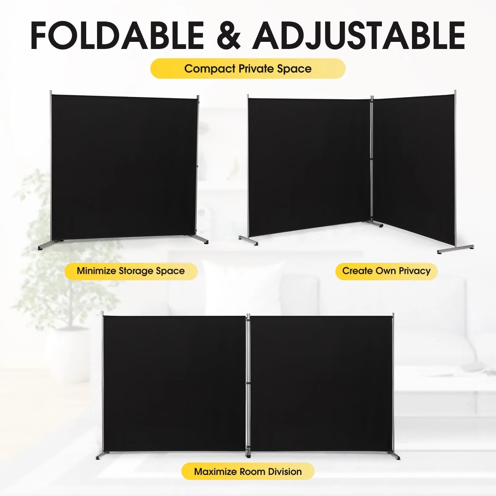 Rantila 2-Panel Room Divider 366cm (142" W x 71" H) | Freestanding Privacy Screen for Bedroom, Office, Study - view 3
