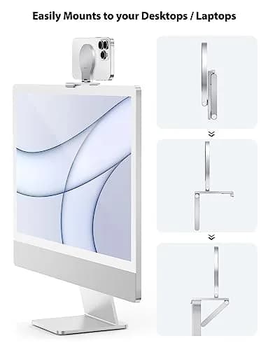 Stouchi Mag-Safe Continuity Camera Mount for Desktop Monitor & iMac | Silver (0.1 kg) thumbnail 3