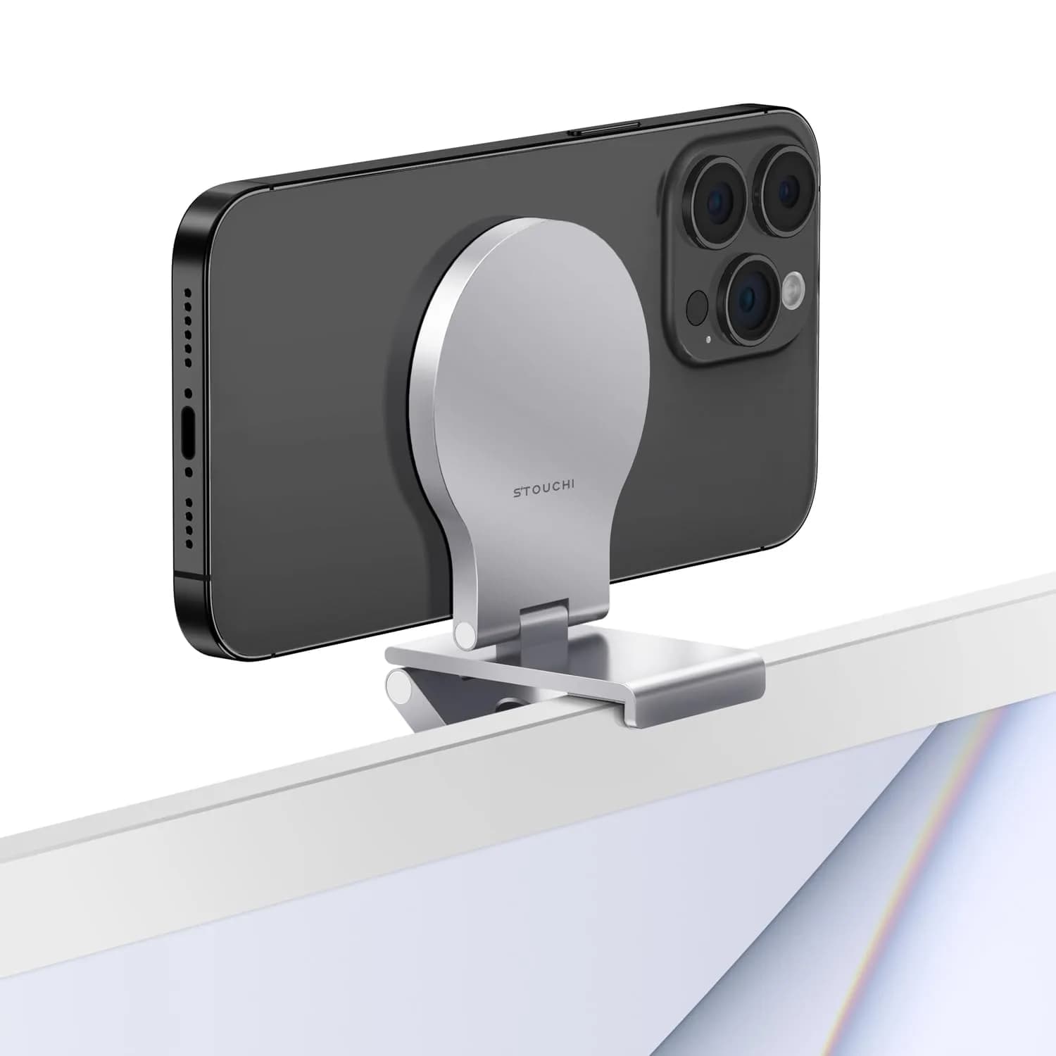 Stouchi Mag-Safe Continuity Camera Mount for Desktop Monitor & iMac | Silver (0.1 kg) - main product image