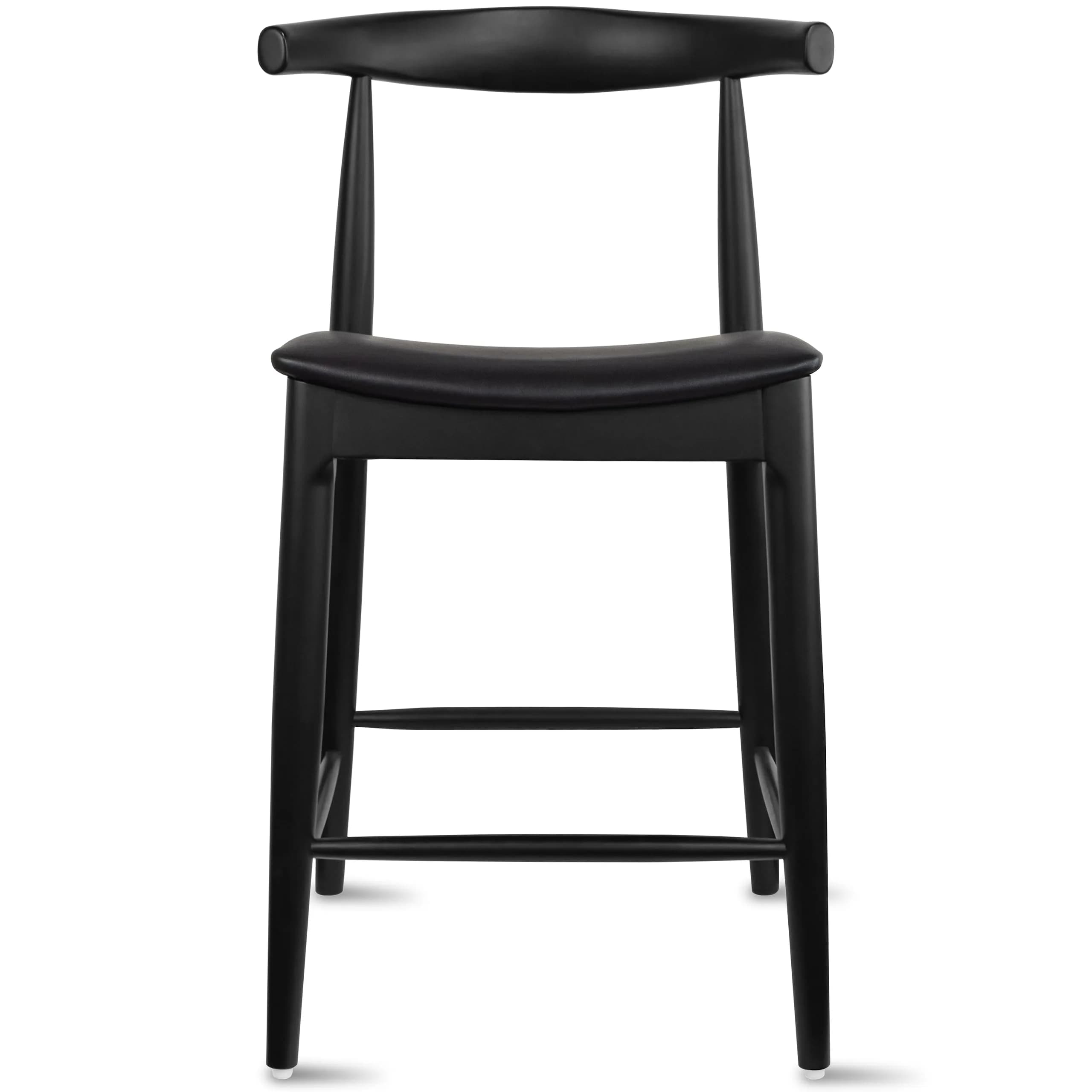 2xhome Elbow Countertop Height Bar Stool Wood Frame Light Natural | Mid-Century Modern Comfort — Black