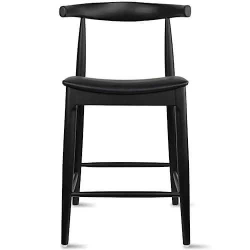 2xhome Elbow Countertop Height Bar Stool Wood Frame Dark PU Leather | Mid Century Modern Style thumbnail 1