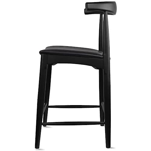 2xhome Elbow Countertop Height Bar Stool Wood Frame Dark PU Leather | Mid Century Modern Style thumbnail 6