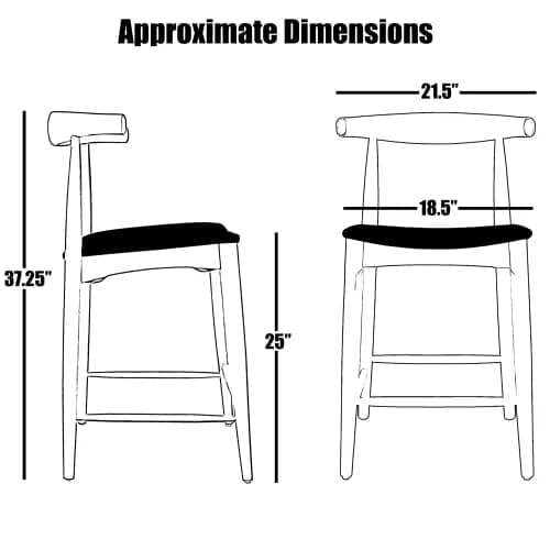 2xhome Elbow Countertop Height Bar Stool Wood Frame Dark PU Leather | Mid Century Modern Style thumbnail 2