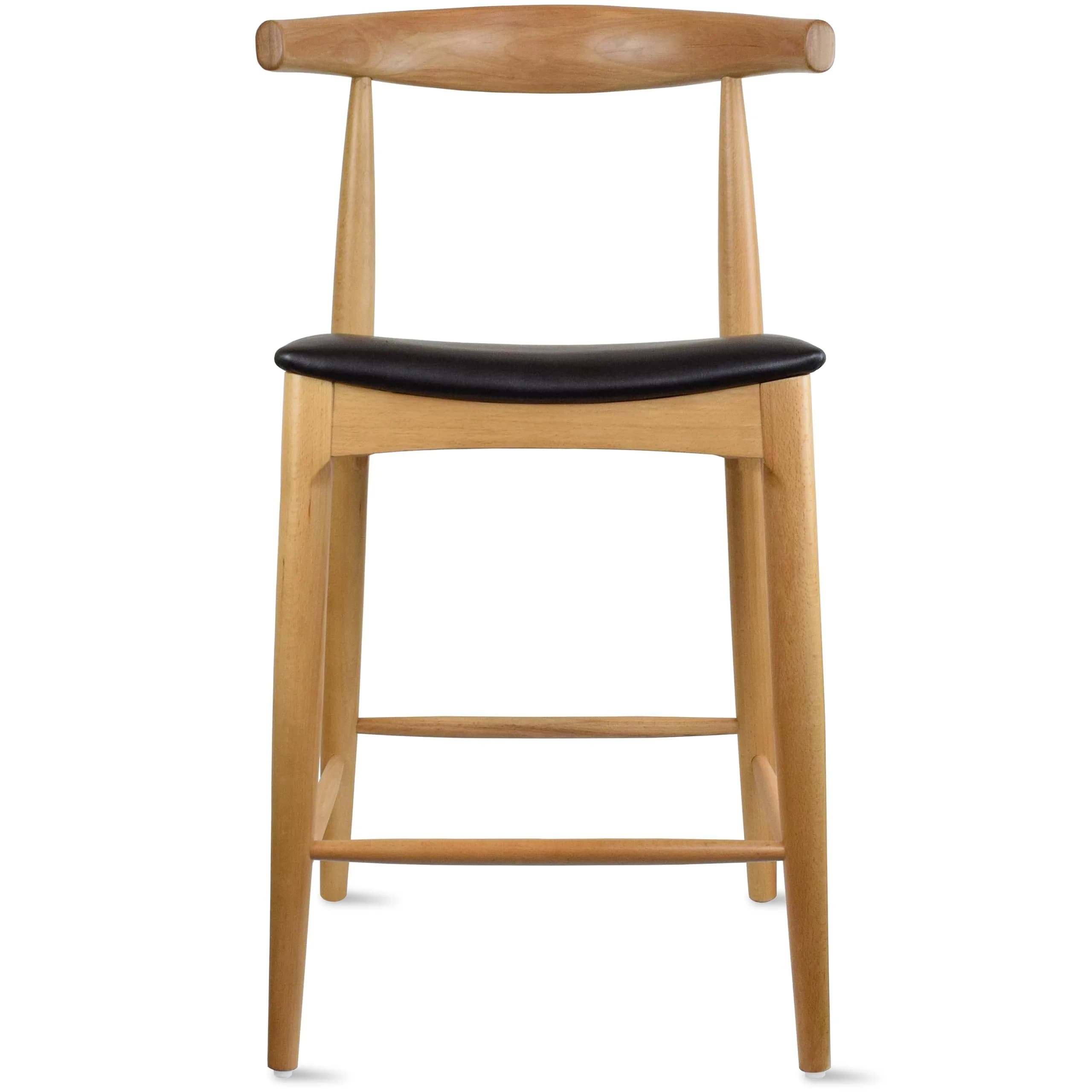 2xhome Elbow Countertop Height Bar Stool Wood Frame Light Natural | Mid-Century Modern Comfort