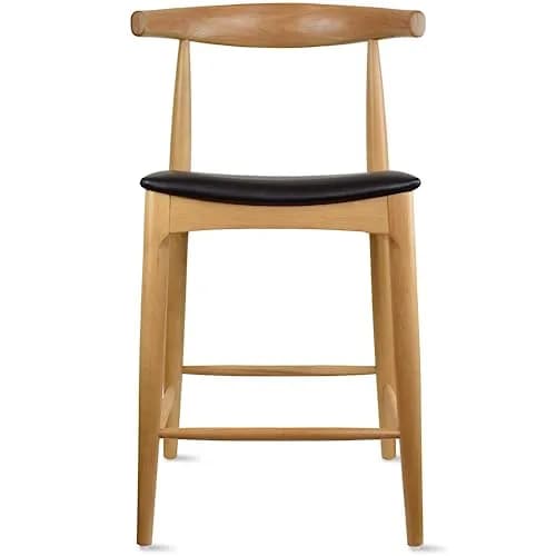 2xhome Elbow Countertop Height Bar Stool Wood Frame Light Natural | Mid-Century Modern Comfort thumbnail 1