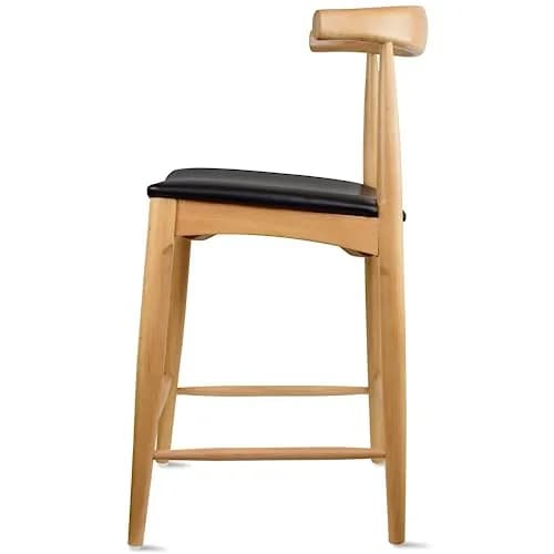 2xhome Elbow Countertop Height Bar Stool Wood Frame Light Natural | Mid-Century Modern Comfort thumbnail 6