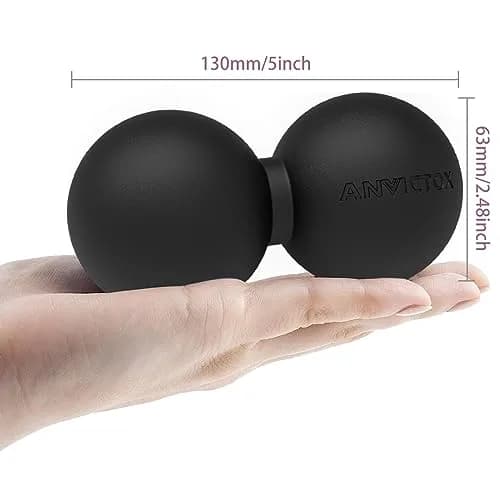 ANVICTOX Peanut Massage Ball,Double Lacrosse Ball for Neck Sore Muscles,Medium Density Myofascial Release Massager Ball for Deep-Tissue Massage Muscle Knots Yoga Therapy(Black) | Portable Deep Tissue Relief thumbnail 7