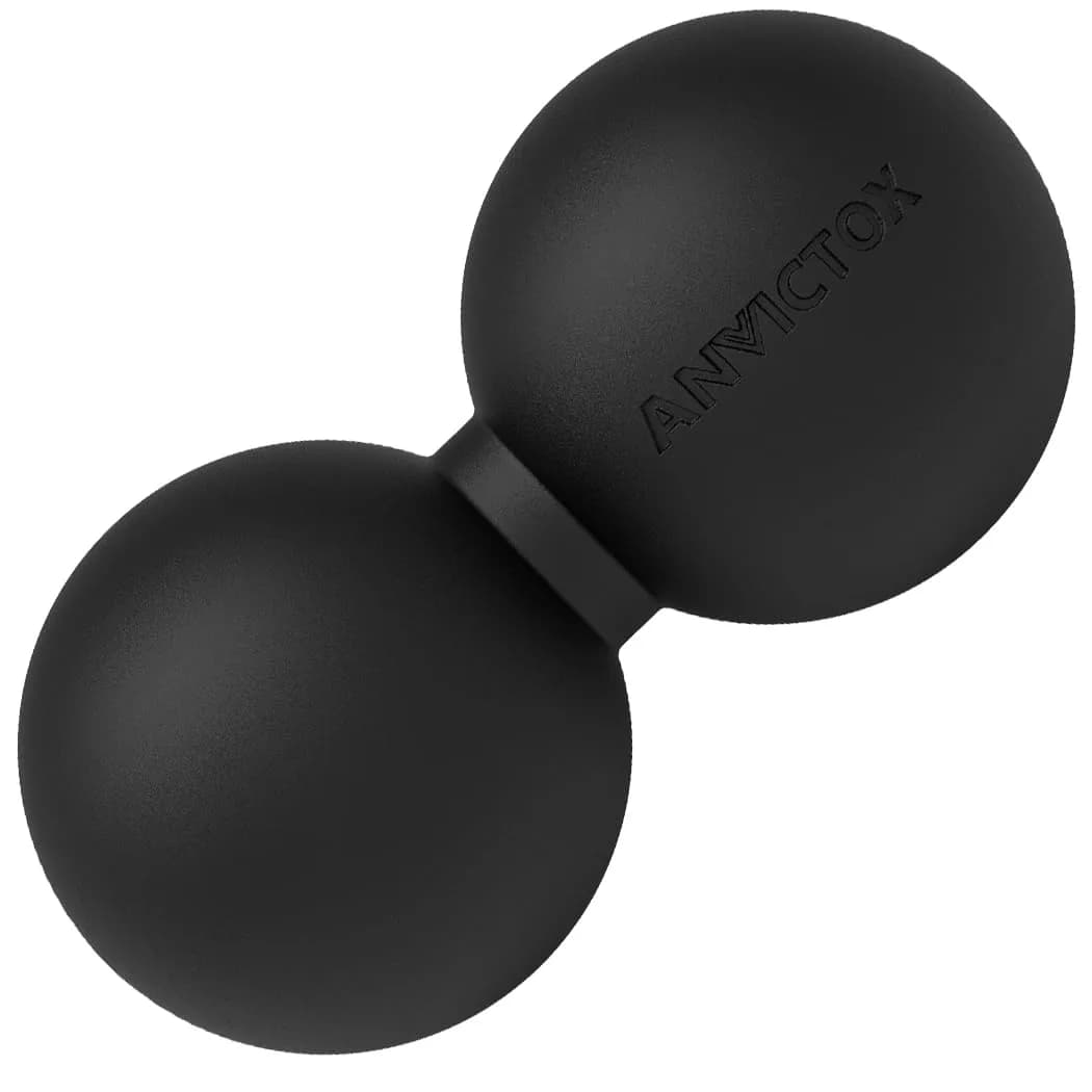 ANVICTOX Peanut Massage Ball,Double Lacrosse Ball for Neck Sore Muscles,Medium Density Myofascial Release Massager Ball for Deep-Tissue Massage Muscle Knots Yoga Therapy(Black) | Portable Deep Tissue Relief