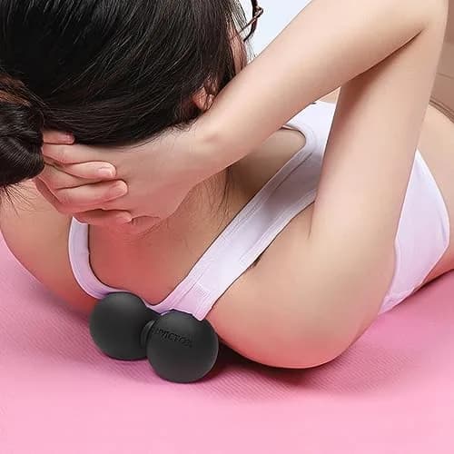 ANVICTOX Peanut Massage Ball,Double Lacrosse Ball for Neck Sore Muscles,Medium Density Myofascial Release Massager Ball for Deep-Tissue Massage Muscle Knots Yoga Therapy(Black) | Portable Deep Tissue Relief thumbnail 2