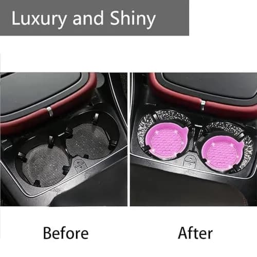 NBTEPEM Bling Car Cup Holder Coasters 4 pcs | Universal Silicone Crystal Rhinestone Automotive Interior Accessories for Women (Pink) thumbnail 4