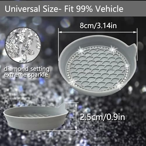 NBTEPEM Bling Car Cup Holder Coasters 4 pcs (2.75 inch) | Crystal Rhinestone Automotive Interior Accessories for Women thumbnail 2