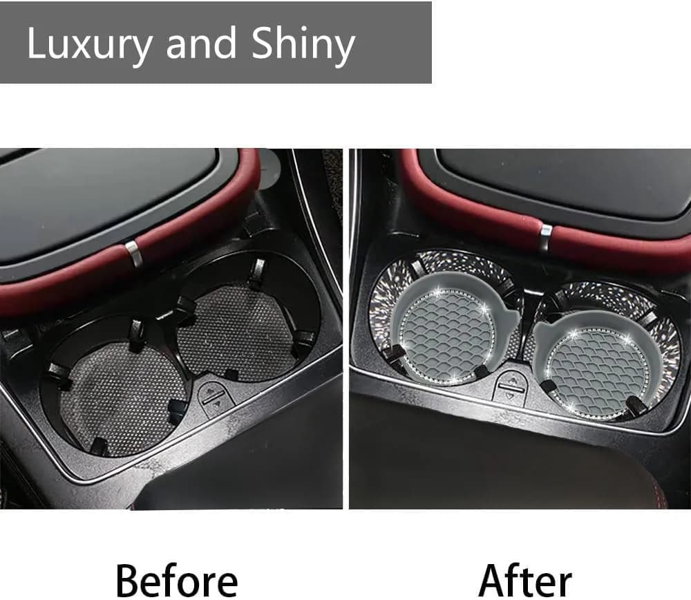NBTEPEM Bling Car Cup Holder Coasters 4 pcs (2.75 inch) | Crystal Rhinestone Automotive Interior Accessories for Women - view 3