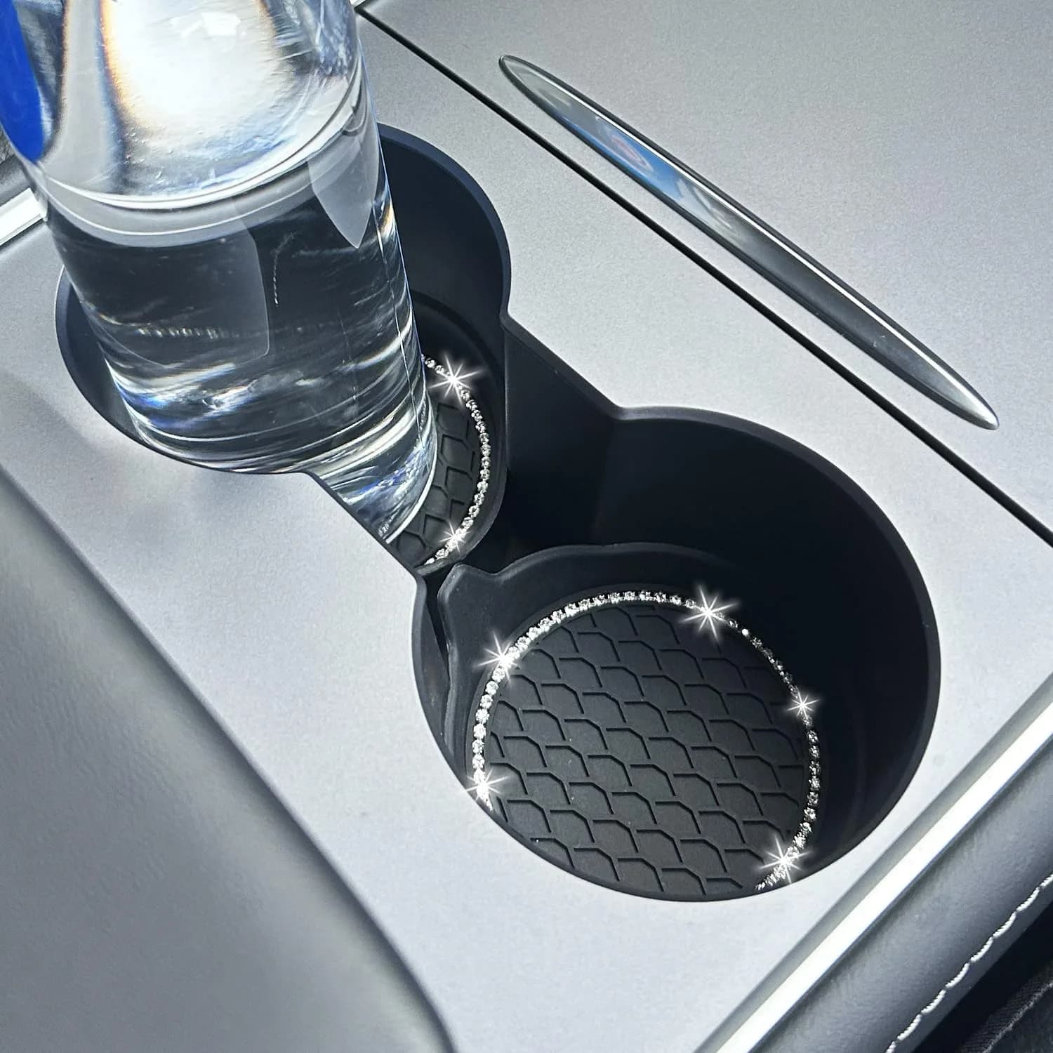 NBTEPEM Bling Car Cup Holder Coasters 4 pcs (2.75 inch) | Crystal Rhinestone Automotive Interior Accessories for Women - view 4