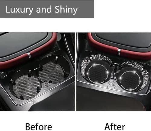 NBTEPEM Bling Car Cup Holder Coasters 2.75 inch (7cm) - Set of 2 Black | Sparkle & Protect Your Car Interior thumbnail 4