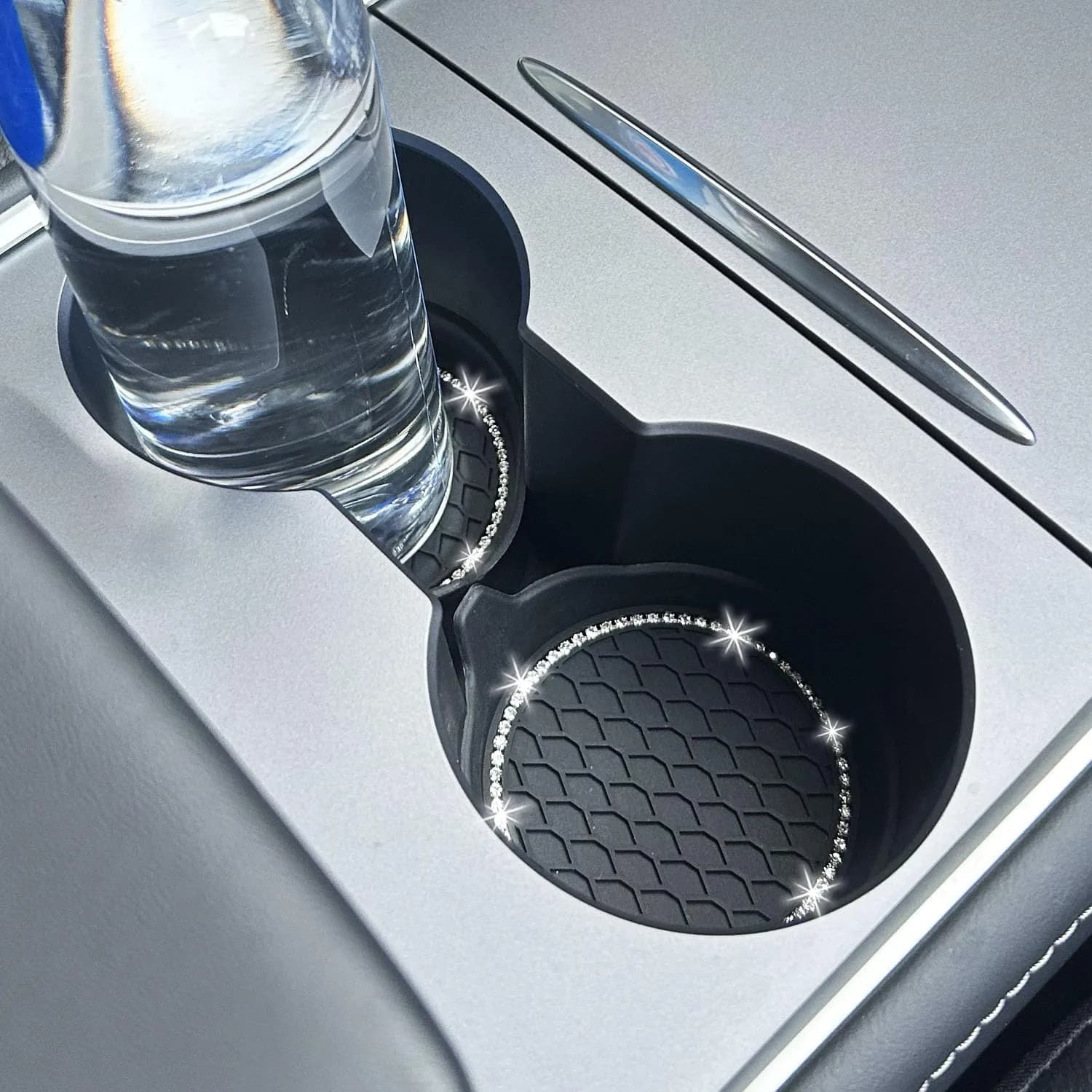 NBTEPEM Bling Car Cup Holder Coasters 2.75 inch (7cm) - Set of 2 Black | Sparkle & Protect Your Car Interior - view 3
