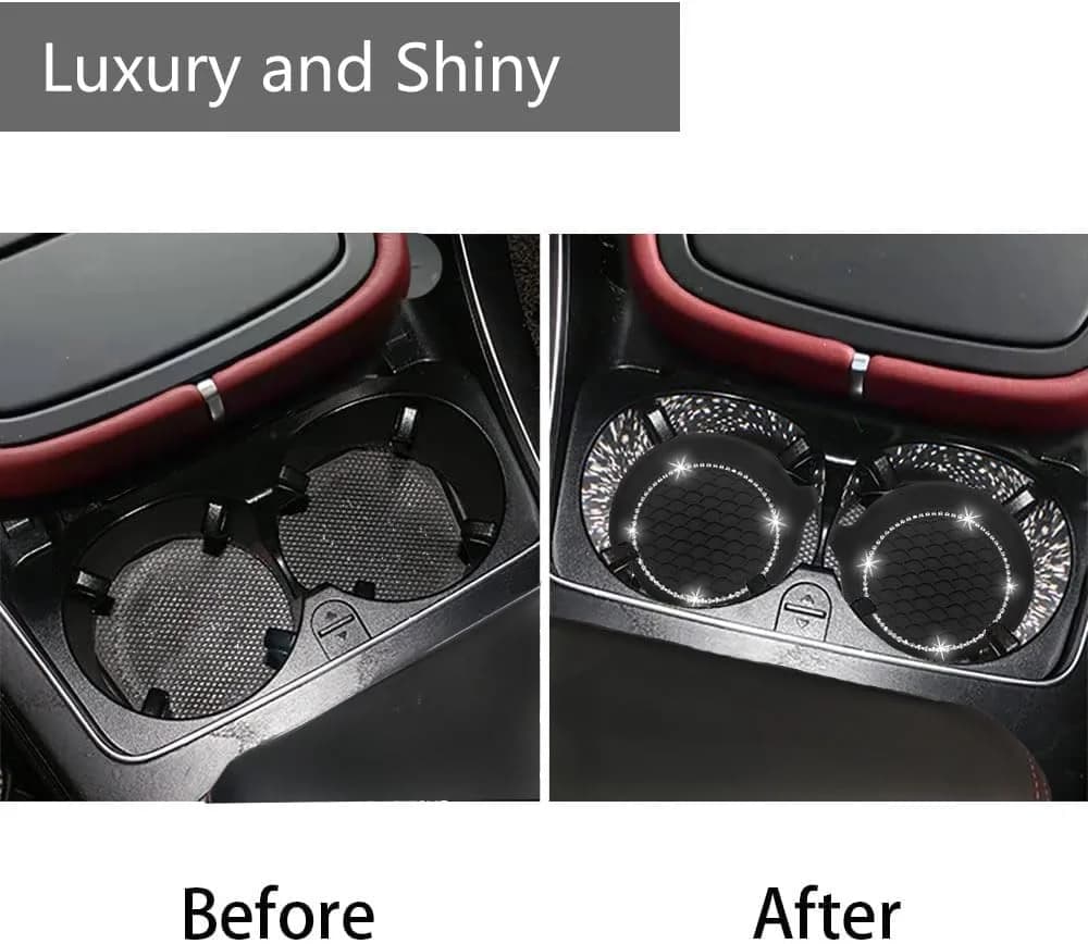 NBTEPEM Bling Car Cup Holder Coasters 2.75 inch (7cm) - Set of 2 Black | Sparkle & Protect Your Car Interior - view 4