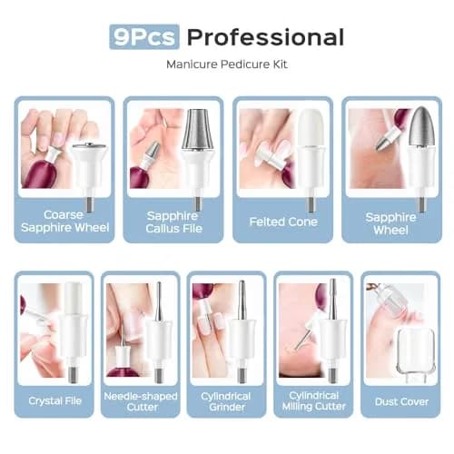 COSLUS C43 Professional Manicure Pedicure Kit with Upgrade Standard Grinder | 5000 RPM Cordless Electric Nail File for Home Use thumbnail 6