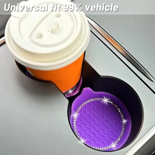NBTEPEM Bling Car Cup Holder Coasters 2.75 inch (7cm) Purple Set of 4 | Sparkle & Protect Your Car Interior thumbnail 4