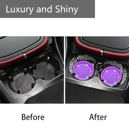 NBTEPEM Bling Car Cup Holder Coasters 2.75 inch (7cm) Purple Set of 4 | Sparkle & Protect Your Car Interior thumbnail 3