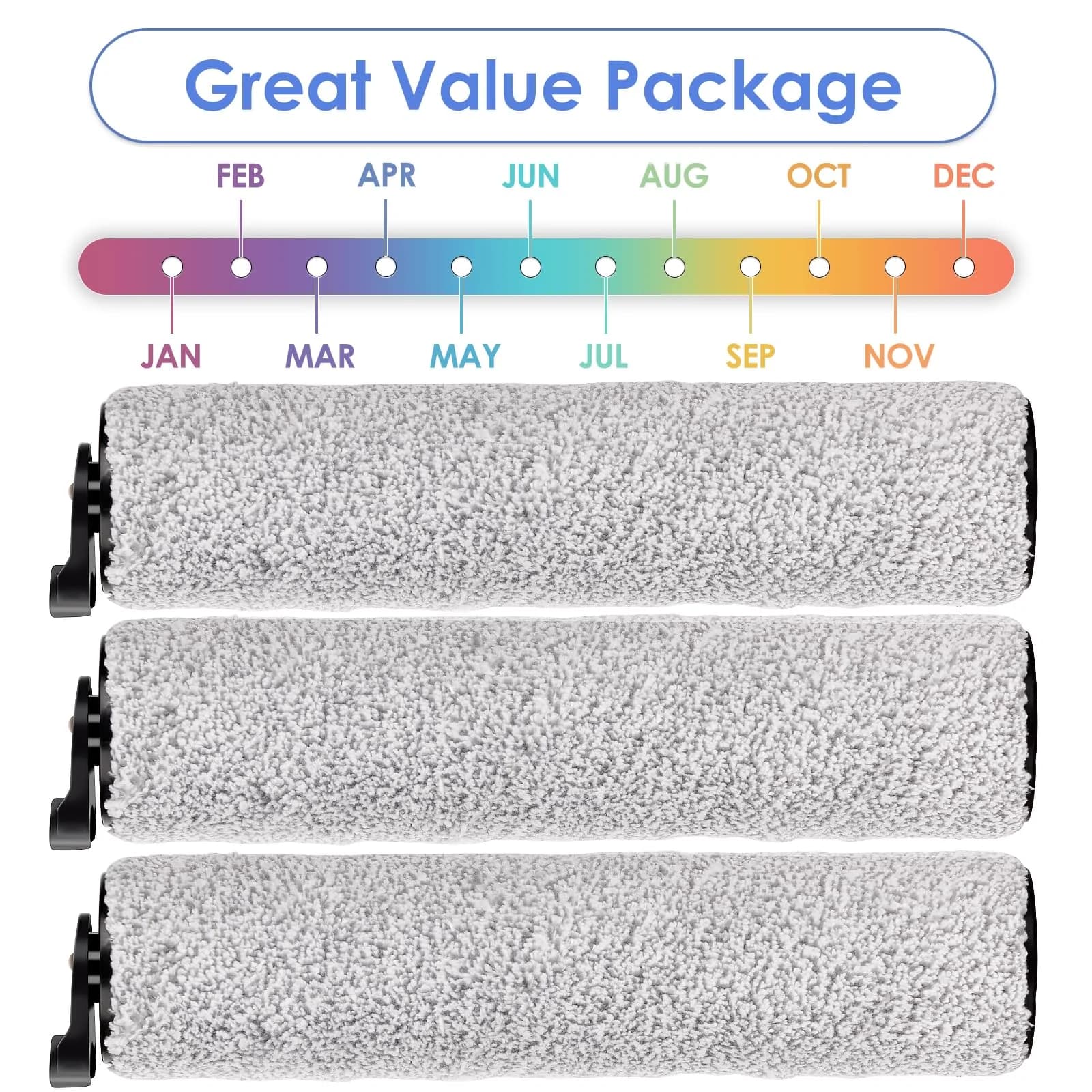MIBUMIKI 3-Piece Roller Brush Set for Tineco iFloor 3/Floor One S3/iFloor 2 Cordless Wet Dry Vacuum Mop - view 4