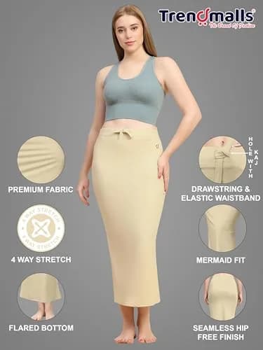 TRENDMALLS Saree Shapewear Petticoat for Women XX-Large Beige | Fishcut Mermaid Silhouette for Easy Movement thumbnail 2