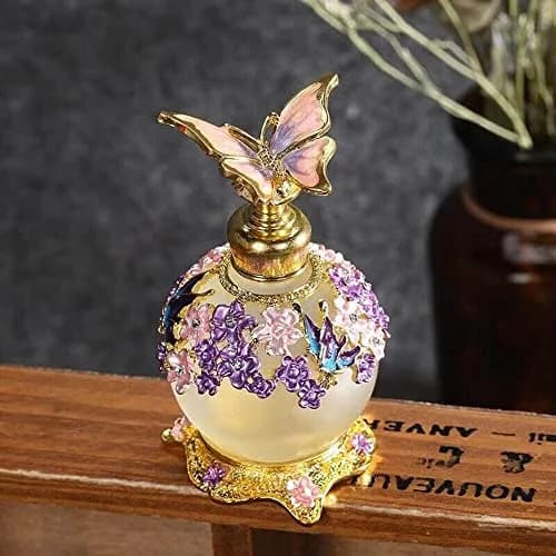 TEAMWILL Vintage Purple Butterfly Perfume Bottle 25ml (0.85 Fl Oz) | Decorative Glass Oil & Perfume Applicator thumbnail 1