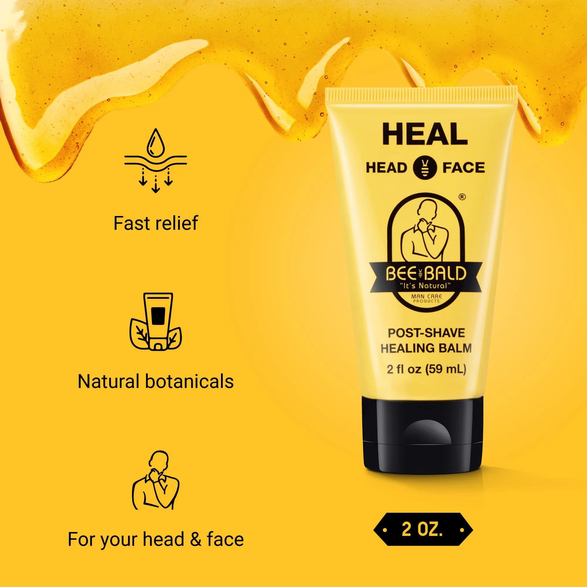 Bee Bald HEAL Aftershave Balm for Men | 177ml (6 fl oz) Pack of 3 - view 3