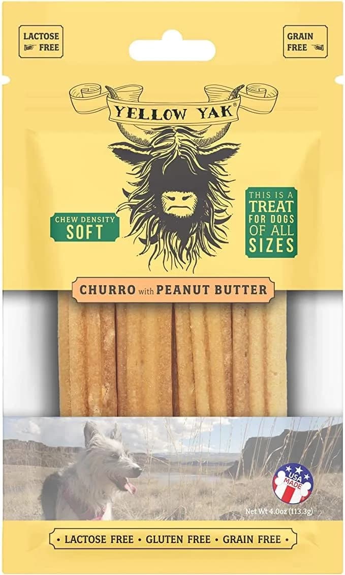 Yellow Yak Churro with Bacon Chew Dog Treats Lactose Free 4oz | Natural, Lactose-Free Dog Snacks for All Breeds