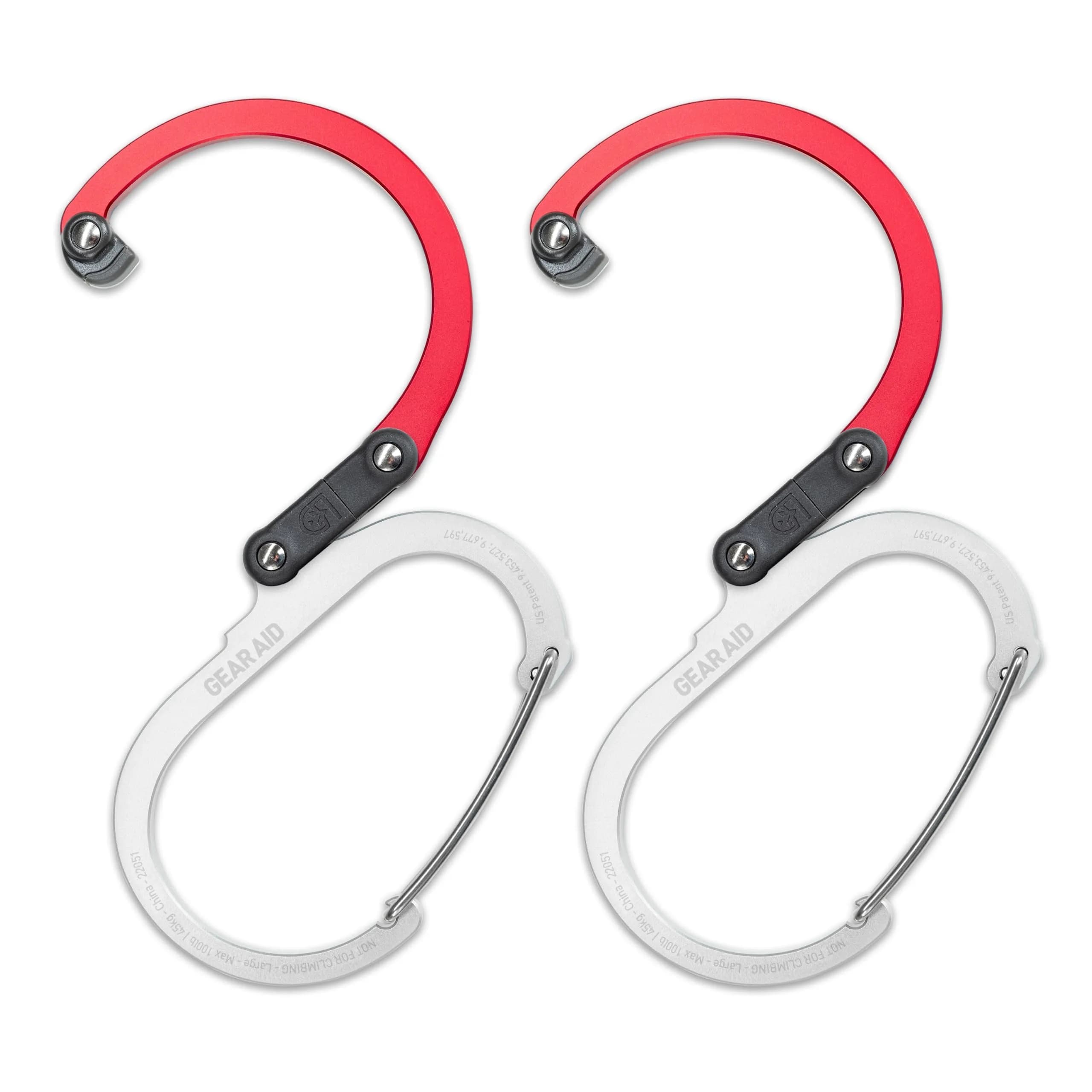 GEAR AID HEROCLIP Carabiner Clip and Hook Small | 2 Pack, Hot Rod Red, 50 lbs Capacity — Hot Rod Red