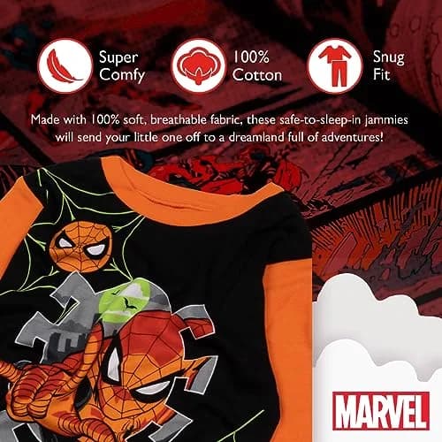 Marvel Boys' Spider-Man 2-Piece Snug-Fit Pajama Set, Size 10 | Cozy & Officially Licensed thumbnail 4