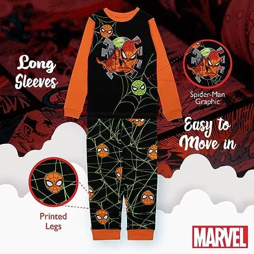 Marvel Boys' Spider-Man 2-Piece Snug-Fit Pajama Set, Size 10 | Cozy & Officially Licensed thumbnail 5