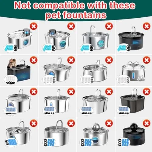 KANCHOU Cat Water Fountain Filter 32Pcs for 101oz/3L Stainless Steel Pet Fountain | 16 Filters + 16 Sponges thumbnail 2