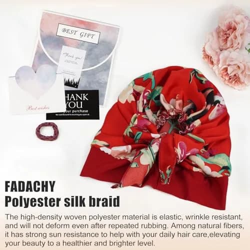 FADACHY Chemo Turban with Head Scarf for Women, Floral Red, One Size (40g) | Comfortable Headwear for Hair Loss thumbnail 7