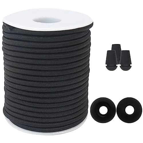 ZHFMLY Black Elastic Cord 4mm (5/32 inch) x 50ft | Heavy Duty Stretch Rope for DIY & Jewelry Making thumbnail 1