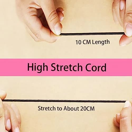 ZHFMLY Black Elastic Cord 4mm (5/32 inch) x 50ft | Heavy Duty Stretch Rope for DIY & Jewelry Making thumbnail 4