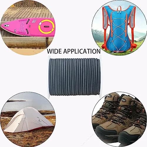 ZHFMLY Black Elastic Cord 4mm (5/32 inch) x 50ft | Heavy Duty Stretch Rope for DIY & Jewelry Making thumbnail 5