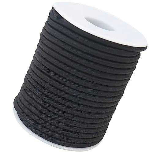 ZHFMLY Black Elastic Cord 4mm (5/32 inch) x 50ft | Heavy Duty Stretch Rope for DIY & Jewelry Making thumbnail 3