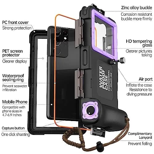 ASKCFENV Universal Diving Phone Case Waterproof IP68 with Lanyard for iPhone Samsung 4.7‑6.9 inch thumbnail 5