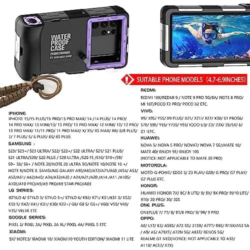 ASKCFENV Universal Diving Phone Case Waterproof IP68 with Lanyard for iPhone Samsung 4.7‑6.9 inch thumbnail 6