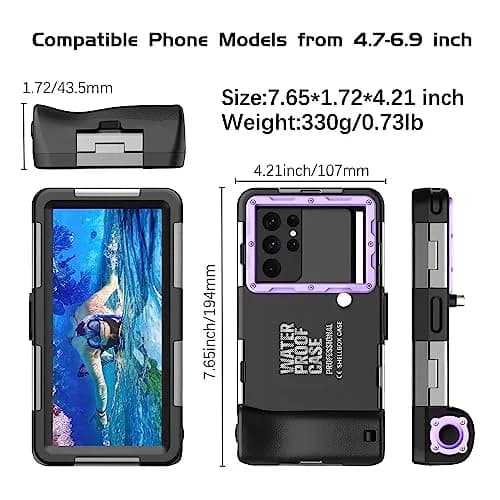 ASKCFENV Universal Diving Phone Case Waterproof IP68 with Lanyard for iPhone Samsung 4.7‑6.9 inch thumbnail 9