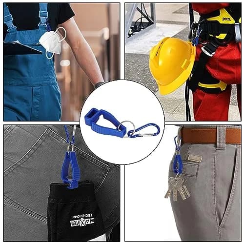 FVIEXE Blue 20PCS Glove Clips for Work | Heavy Duty Plastic & Metal Carabiner thumbnail 5