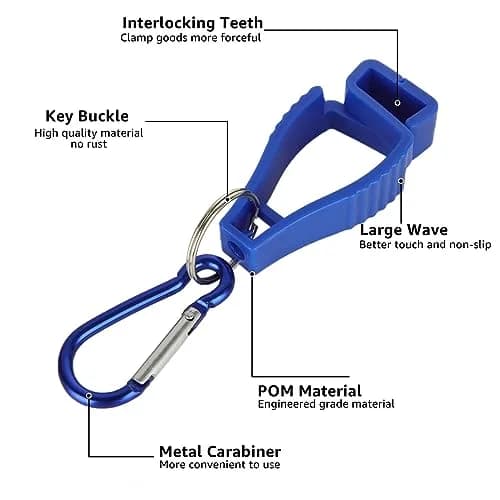 FVIEXE Blue 20PCS Glove Clips for Work | Heavy Duty Plastic & Metal Carabiner thumbnail 3